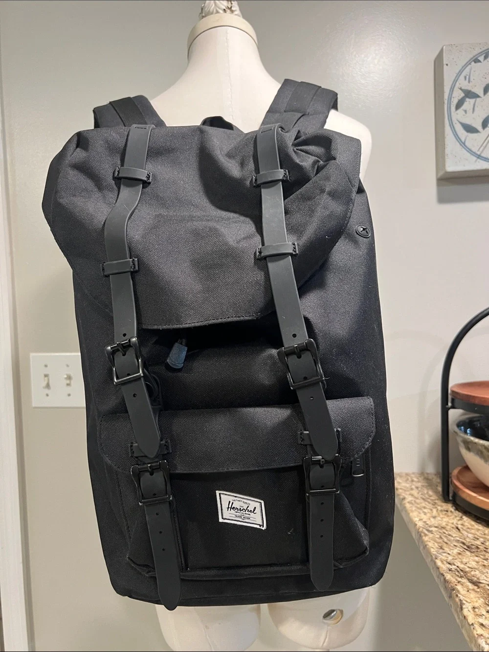 Herschel supply co little America black backpack laptop travel bag